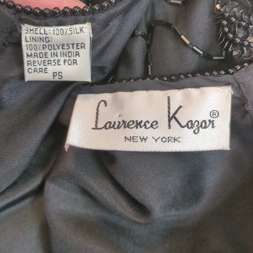 Vintage Laurence Kazar Beaded Silk Cocktail Dress 90s BEAUTIFUL! - Picture 16 of 17